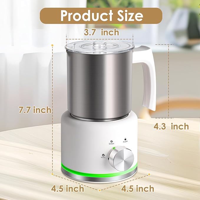 Milk Frother and Steamer, 16.9 OZ Milk Frother for Coffee, 4 in 1 Frother Separable Easy to Use and Clean, Durable Safe Silent Working for Coffee, Latte, Cappuccino Hot Chocolate, White
