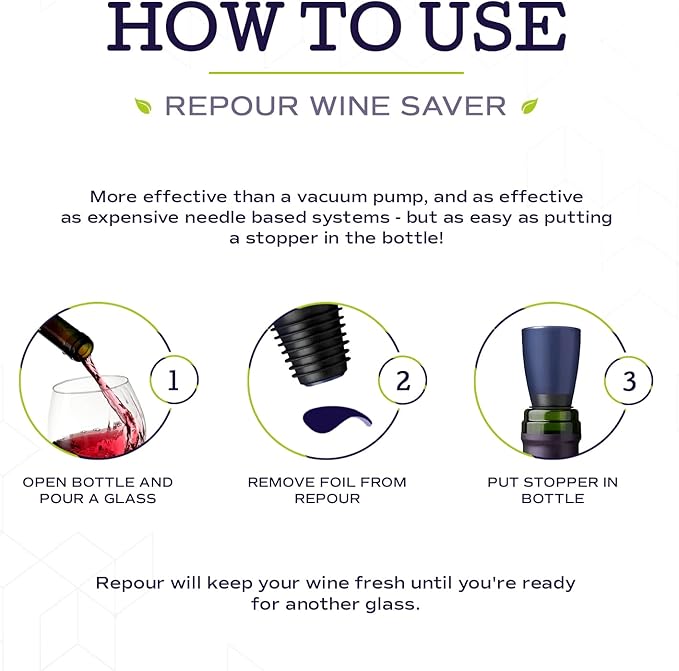 Wine Saver and Stopper - Removes Oxygen, Preserving and Keeping Wine As Fresh As The Day The Bottle Was Opened - 24-Pack - Black