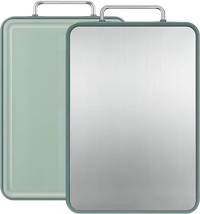 Stainless Steel Cutting Board, Cutting Boards for Kitchen, Stainless Steel/Wheat Straw PP Large Cutting Board with Juice Groove for Meat, Vegetables,Fruits (16 ×11×1 Inches)