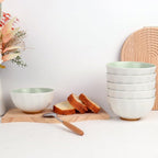 6-Piece Pasta Bowls 24 oz, Green Porcelain Bowls 6 inch, Microwave Oven Dishwasher Safe Scratch Resistant