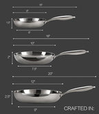 Non Toxic Frying Pan Set with Lids 6 Pcs Fry Pan Set,8,10,12 Inch Frying Pans with Stainless Steel Lids,Stay-Cool Handles, Dishwasher Safe, Works on All Stovetops (Induction, Gas, Electric)