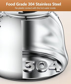 2L Whistling Stovetop Tea Kettle - Food Grade Stainless Steel Teapot with Fast Boil, Wide Mouth, Folding Handle, Ideal for Stove Top – Perfect for Tea, Coffee & Hot Water, Mirror Finished