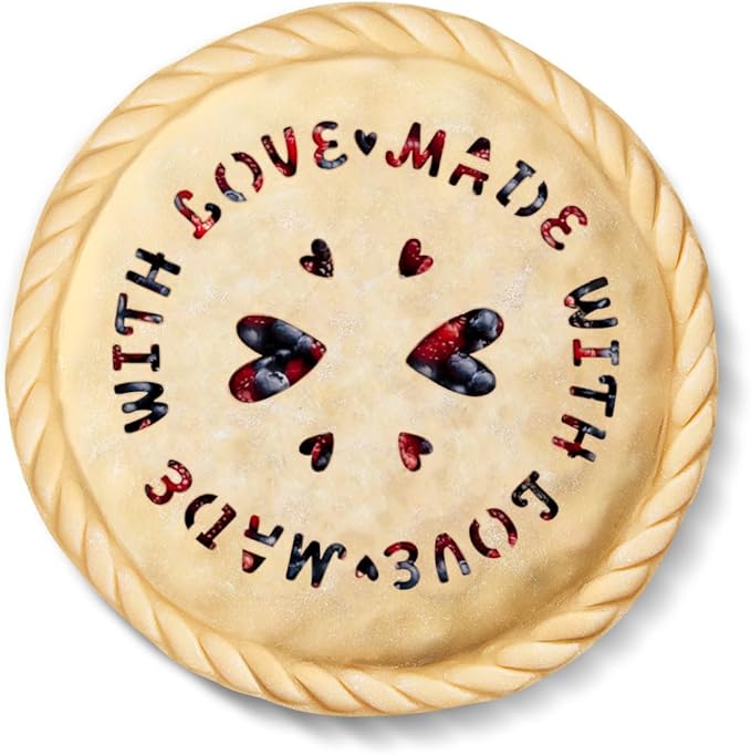 Talisman Designs Pie Top Cutter | Pie Crust Cutter | Pie Decorating Tools | Pie Pastry Baking Accessories | Stencil Crust Cutout | 10-Inch | Made with Love Design | Red