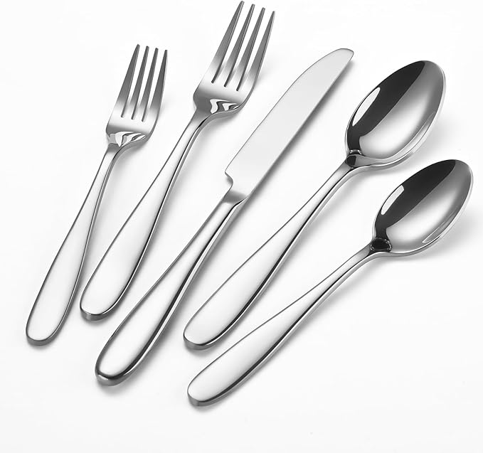 20-Piece Silverware Set, Flatware Set for 4, Food-Grade Stainless Steel Tableware Cutlery Set, Mirror Finished Utensil Sets for Home Restaurant, Forks Spoons and Knives Set, Dishwasher Safe