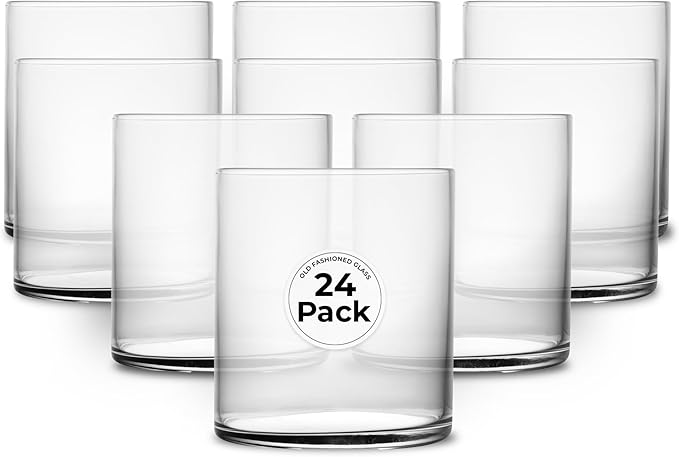 Restaurantware-Vetri 10 Ounce Old Fashioned Glasses, 24 Dishwashable Whiskey Glasses - No-Lead, Durable, Clear Glass Tumblers For Scotch, For Drinking Liquor, Cocktail, Bourbon, Cognac, And More
