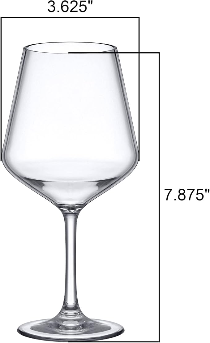 Amazing Abby - Sasha - 14-Ounce Unbreakable Tritan Wine Glasses (Set of 6), Plastic Wine Glasses, Reusable, BPA-Free, Dishwasher-Safe, Perfect for Poolside, Outdoors, Camping, and More