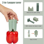 Pepper corer seed remover tool,Upgrade2 in 1 Fruit Pepper Seed Corer Remover,Quickly Cutting and Deseeding Bell Pepper Corer Tool for Vegetables Kitchen Gadget (1 Pcs)