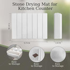 Hopegiver Stone Drying Mat for Kitchen Counter, 15.75"x11.81" Foldable Quick Dry Stone Mat Kitchen, Diatomaceous Earth Absorbent Dish Drying Mat for Countertop Sink Bathroom, White with Sanding Block