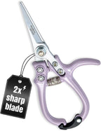 Modern Sprout Pruning Shears - Herb Snipping Scissors- Lightweight Gardening Tools W/Easy Lock - Flower Cutter Garden Shears - Carbon Steel Blade + Reusable Holster (Lavender, 1-Pack)