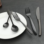 Black 30 Piece Silverware Set,Stainless Steel Flatware Set for 6,18/0 Rust-Proof Cutlery Set with Forks & Spoons,Mirror Polished Dishwasher Safe - Heavy Duty Tableware for Home & Dining