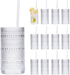 Hobnail Drinking Glasses Vintage Glassware SetVintage Glassware Set (12CLEAR-ADD STRAWS)