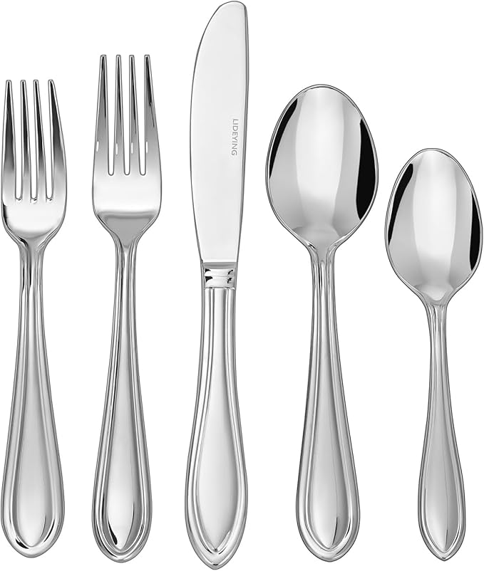 Silverware Set, 20-Piece Stainless Steel Flatware, 18/0 Stainless Steel Utensils, Dishwasher Safe, Modern Tableware for Home & Kitchen Dining (20 pieces for 4) (20)
