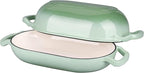 Enameled Cast Iron Sourdough Bread Oven, Dutch Oven, Loaf Cast Iron Bread Pan for Homemade Bread Baking, Meatloaf Pan with Lid, 5QT, Green