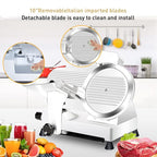 Meat Slicer 340WHome Use and for Commercial 10-inch Electric Food Slicer with Chromium-plated Steel Blade and Built-in Sharpening Stone Easy to Clean Adjustable Thickness Cuts Meat Bread and Cheese
