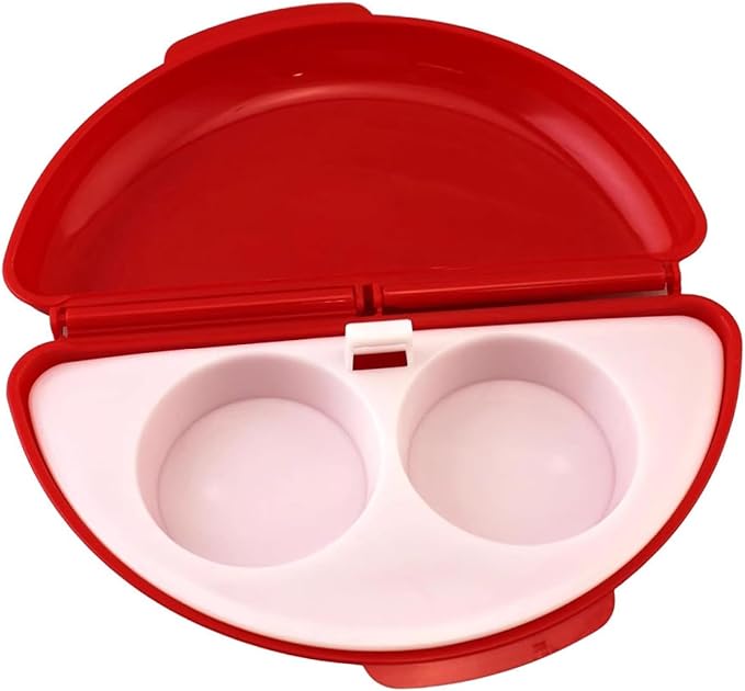 TopHomer 2 Cavity Easy Egg Breakfast Cooker, Microwave Omelet Pan and Egg Poacher - Egg Maker Easy to Use and Non-Stick Breakfast Egg Cookware (Red)