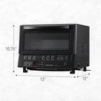 Panasonic FlashXpress Toaster Oven Countertop, 4-Slice Compact Size with Double Infrared Heating, 6 Auto Cook Options and Precise Temperature Control, 1300W - NB-G110P-K (Black)