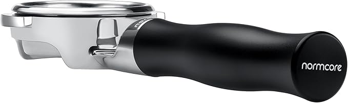 Normcore 58 mm Silm Naked Bottomless Portafilter Fits E61 Group Head, ECM, Rocket, Sanremo, Synesso, Slayer, VBM, Black Anodized Aluminum Handle and 18g Basket
