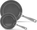 Cookware Set Nonstick Frying Pans, 8 &10 inches Ceramic Non Stick Skillets, Egg Fry Pans for Cooking,PTFE,PFOA,PFAs Free,Oven&Dishwasher Safe,Ash Grey