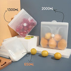 Reusable Silicone Food Storage Bags – Premium Eco-Friendly Multi-Size Set (650ml/1300ml/2000ml), Leakproof, BPA-Free, Freezer & Microwave Safe, Dishwasher Friendly (White(Clear))