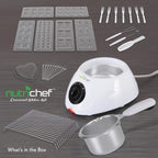 NutriChef Chocolate Melting Warming Fondue Pot - 25W Chocolate Melter 8.8 Oz Capacity - Keep Warm Dipping Function & Removable Pot - Perfect for Melting Chocolate, Butter & Cheese - Parties & Dessert