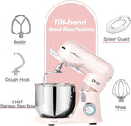 Kitchen in the Box Stand Mixer, 3.5 QT Small Kitchen Electric Stand Mixers, 10-Speed Portable Lightweight Dough Mixer for Daily Use with Egg Whisk, Dough Hook, Beater (Light Pink)
