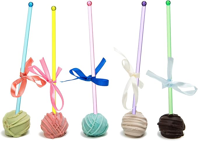 100 Pieces Disposable Plastic Round Top Crystal Swizzle Sticks (MultiColor)