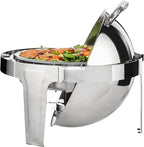 VEVOR Roll Top Chafing Dish Buffet Set, 6 Qt 2 Pack, Stainless Steel Chafer with 2 Full Size Pans, Round Catering Warmer Server with Lid Water Pan Stand Fuel Holder, for at Least 5 People Each