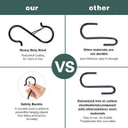 20PCS S Hooks for Hanging,3.5 Inch Heavy Duty Closet Hooks with Safety Buckle,Closet Hooks Hanging for Plants,Clothes,Kitchen Utensil,String Lights,Handbags,Belt, Hat, Cup, Tie (Black)