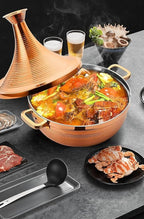 26cm Gold 304 Stainless Steel Moroccan Tagine Pot – Non-Stick Slow Cooker with High Lid, Suitable for Electromagnetic Cookers, Ideal for Stews, Seafood & Dry Cooking