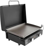 VEVOR Gas Griddle, 2 Burner Tabletop Griddle, 22 inch Portable Griddles Propane with Lid, Oil Drain Hole & Oil Collection Tray, 22000BTU Camping Flat Top Grill for Outdoor Cooking, Tailgating