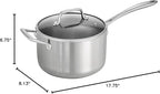 Tramontina Tri-Ply Clad Stainless Steel 4-Quart Sauce Pan with Glass Lid, Induction-Ready, Dishwasher-Safe, NSF-Certified