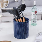 KOOV Kitchen Utensil Holder, Large Ceramic Utensil Crock, Deep and Stable, Containers for Household or Kitchen Use (Aegean)