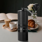 Manual Coffee Grinder with Stainless Steel Burr, Hand Coffee Grinder External Adjustable Grind Setting for Espresso, French Press (Black)