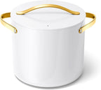 Caraway Stock Pot - 12 Qt Ceramic Coated Pot With Lid - Fee From Forever Chemicals - Large Pot for Bigger Batches - White