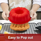 silicone bundt cake pan, silicone Cake Molds, Bakeware Non Stick 10 inch bundt Pan for Jello,Gelatin,cake, Silicone Baking Molds for Cakes, Round Baking Pan (1 pack)