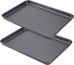 2 Cookie Baking Sheet Pan Nonstick 15.55 x10.63Inch (Inner 14.76x9.84inch) Jelly Roll Tray 2x Thicker Carbon Steel Non -Toxic Bakeware