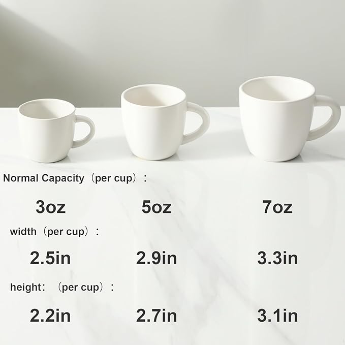 Hasense Espresso Cups Set of 4 Perfect for Demitasse, Cappuccino, Tea Bag and Juice, 5 Ounce Ceramic Stackable Mini Coffee Mugs Suit for Espresso Machine and Coffee Maker, White