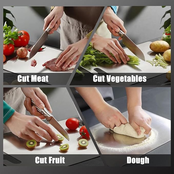 Titanium Cutting Board - Dishwasher Safe, Double-Sided Food Grade Pure Titanium Cutting Boards for Kitchen, Durable & Easy to Clean & Odor Resistant for Indoor Kitchen and Outdoor (Medium)