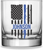 Blue Ridge Mountain Gifts - Thin Blue Line Whiskey Glass - Personalized Law Enforcement Glass, Police Officer Appreciation, Back the Blue, Police Academy Gift, First Responders Custom Glassware