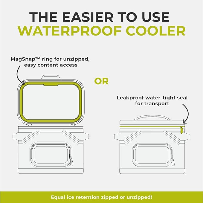CORE Magnetic Leak Proof Soft Cooler with Waterproof Zipper | Insulated Bag Portable Ice Chest Box | Best Soft Cooler for Food & Beverages for Tailgating, Car Camping, Travel, and Family Beach Picnics