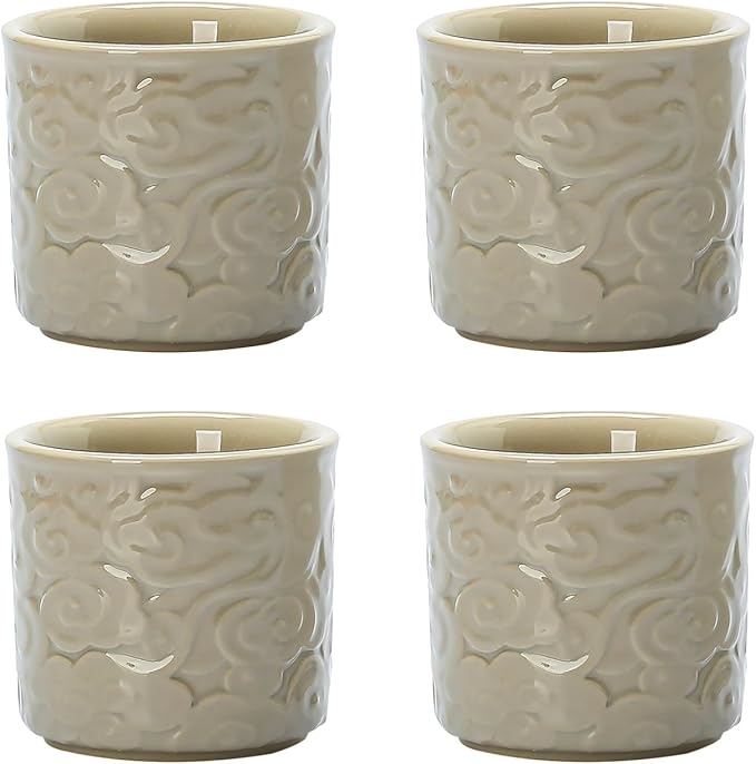 Ceramic Espresso Cups Set of 2 or 4-3oz Demitasse Cups for Coffee & Tea, No Handles, Durable & Dishwasher Safe (gray, 4)
