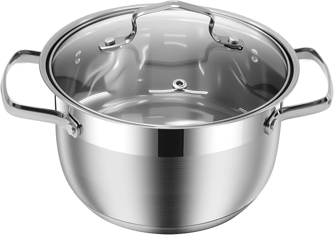 Kitchen Cookware Sets, 12 Pcs Hybrid Stainless Steel Cookware Sets, Non Stick Frying Pans, Saucepans, Saute Pan & Stock Pot, Pots and Pans,Induction Compatible,Silver