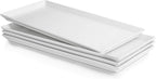 Sweese White Serving Platters, Porcelain Serving Trays for Parties, Large Rectangular Plates - 15.5 Inch, Set of 4