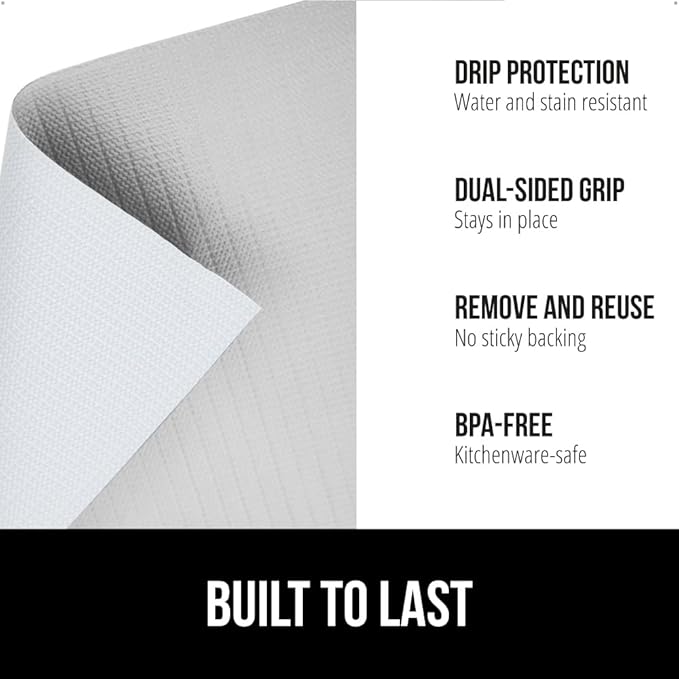 GORILLA GRIP DripGuard Drawer and Shelf Liner for Cabinet, 24x240 Inch, Slip Resistant Non Adhesive Protection for Kitchen, BPA Free Smooth Surface Plastic Liners for Cabinets, Drawers, Light Gray