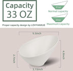 Bamboo Fiber Salad Bowls, 2 Packs Serving White, Compostable 33 Ounce Elegant White Angled Bowls for Salad, Pasta, Soup, Prep, Ideal for Home and Restaurant