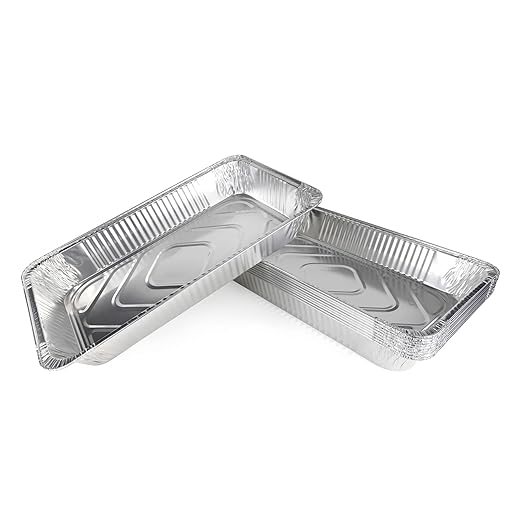 IDL Packaging Full Size Aluminum Steam Table Pans - Deep, 21" x 13" x 3" (pack of 10) - Disposable Foil Pan for Grilling, Roasting, BBQ, Cooking, Baking, Freezing