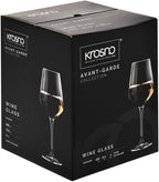 Krosno Large White Wine Glass | Set of 4 | 13.2 oz | Avant-garde Collection | Perfect for Home, Restaurants and Parties | Dishwasher Safe | Lead-Free Crystal Glass