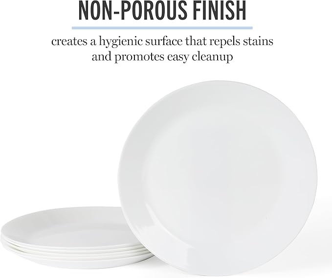 Martha Stewart Opalton 6 Piece 10 Inch Chip and Break Resistant Dinner Plates