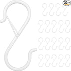 20PCS S Hooks for Hanging,3.5 Inch Heavy Duty Closet Hooks with Safety Buckle,Closet Hooks Hanging for Plants,Clothes,Kitchen Utensil,String Lights,Handbags,Belt, Hat, Cup, Tie (White)