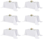 sancua Rectangle Tablecloths 6 Pack - 90x156 Inch - White Washable Fabric Cloth Table Cloth, Large Reusable Polyester Table Covers for Wedding, Party, Birthday, Banquet